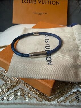 🔥Louis VuittonTaigarama Split Bracelet 21 Blue Silver Hardware🔥